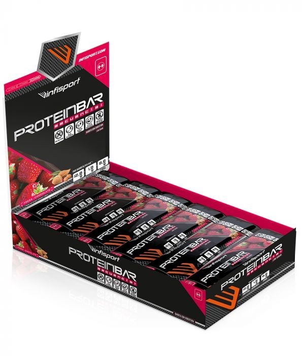 PROTEIN BAR CHOCO-FRESA 24 UNS INFISPORT (NUEVA)